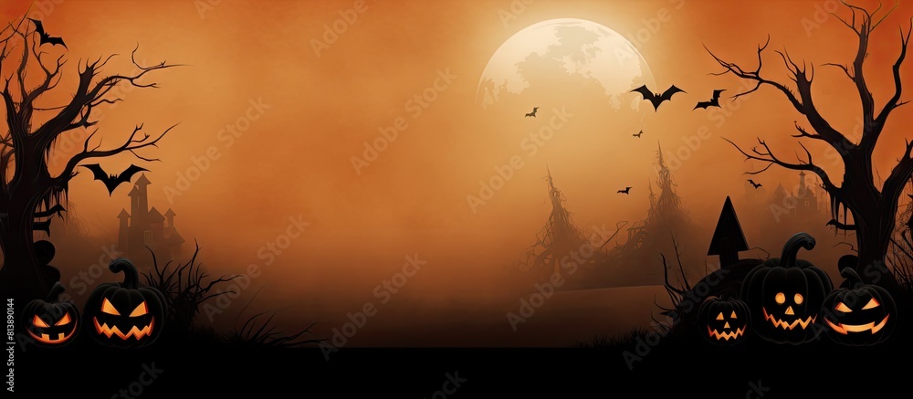 A wide and long banner with a Halloween background providing ample copy space for images