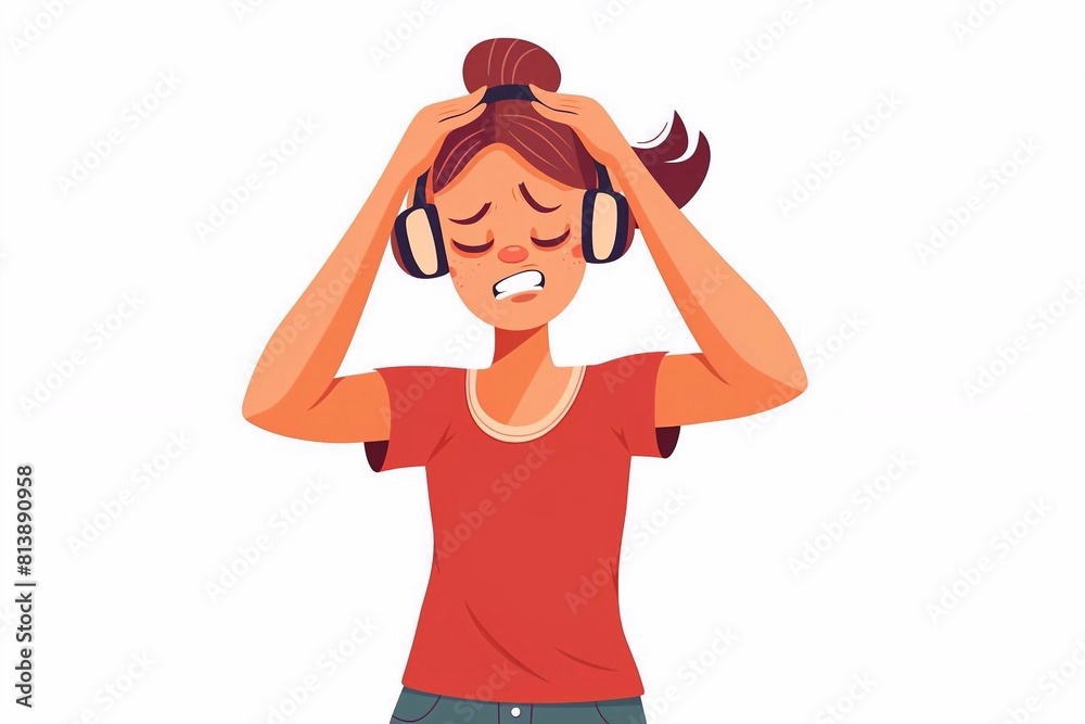 Sad woman covering ears with hands to stop disinformation isolated flat vector illustration. Cartoon character having headache from noise. Fake news, hoax and social advertising noise concept
Sad woman covering ears with hands to stop disinformation isolated flat vector illustration. Cartoon character having headache from noise. Fake news, hoax and social advertising noise concept