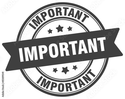 important stamp. important label on transparent background. round sign