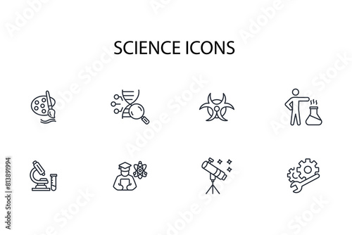 science icon set.vector.Editable stroke.linear style sign for use web design,logo.Symbol illustration.