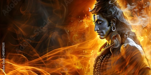 Image of Hindu god Shiva symbolizing core of Hinduism. Concept Hinduism, Shiva, Deity, Symbolism, Religion photo
