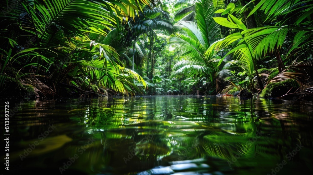 Tranquil Jungle Waterfall: Serene Tropical Oasis Tranquil Jungle Waterfall: Serene Tropical Oasis