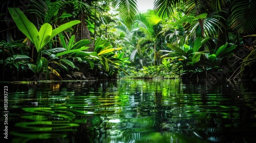Tranquil Jungle Waterfall  Serene Tropical Oasis