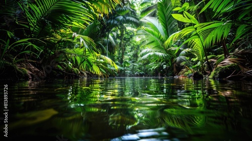 Tranquil Jungle Waterfall  Serene Tropical Oasis