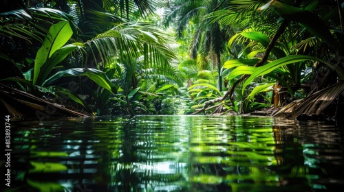 Hidden Waterfall in Lush Rainforest  Nature s Mirror