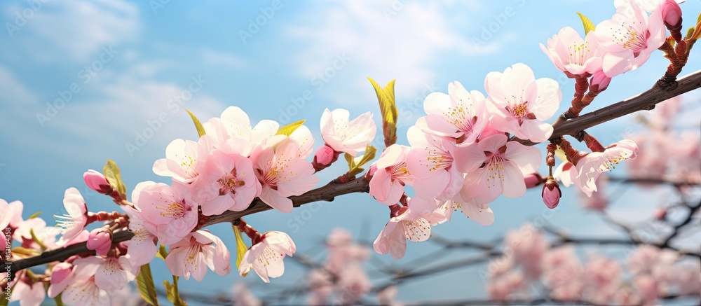 Beautiful almond flowers blooming in spring representing a concept of nature and new beginnings Perfect for a copy space image Beautiful almond flowers blooming in spring representing a concept of nature and new beginnings Perfect for a copy space image