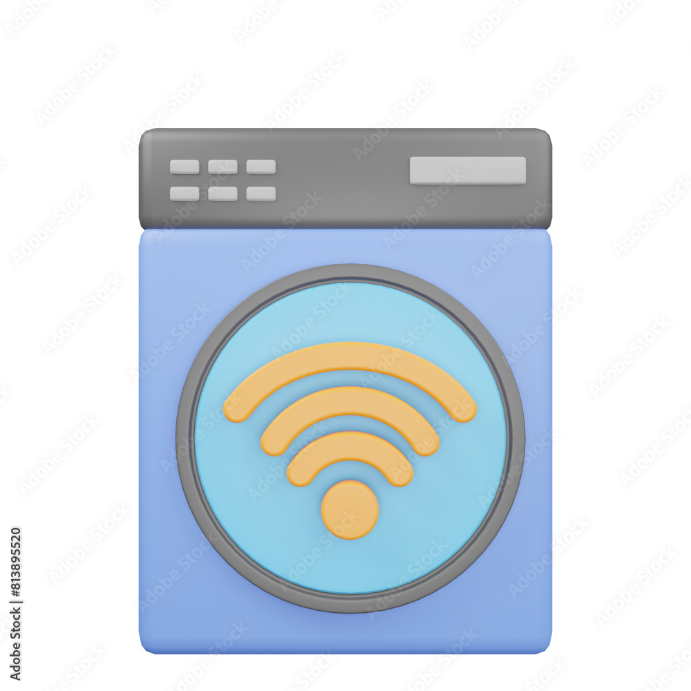 3d illustration of 3d icon smart home wash machine 3d illustration of 3d icon smart home wash machine