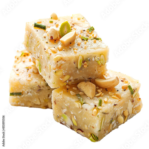 Pistachio Mava or khoa sweet otherwise called as pista Barfi, isolated on white background. photo