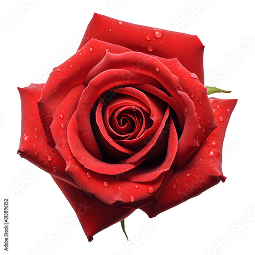 Red rose isolated on a transparent background, Rose transparent png.