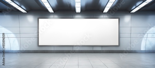 Fototapeta Naklejka Na Ścianę i Meble -  Metro station with a blank billboard providing ample copy space image