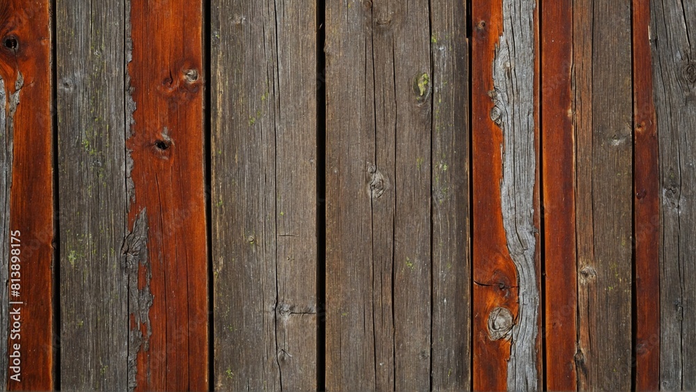 Naklejka premium Rustic old wood boards wooden wall background with peeling weathered rough paint