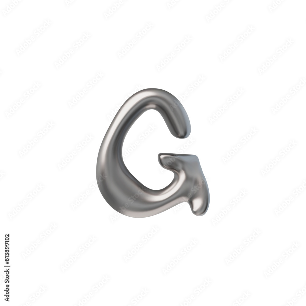 Glossy liquid chrome in Y2K style, English letter Glossy liquid chrome in Y2K style, English letter
