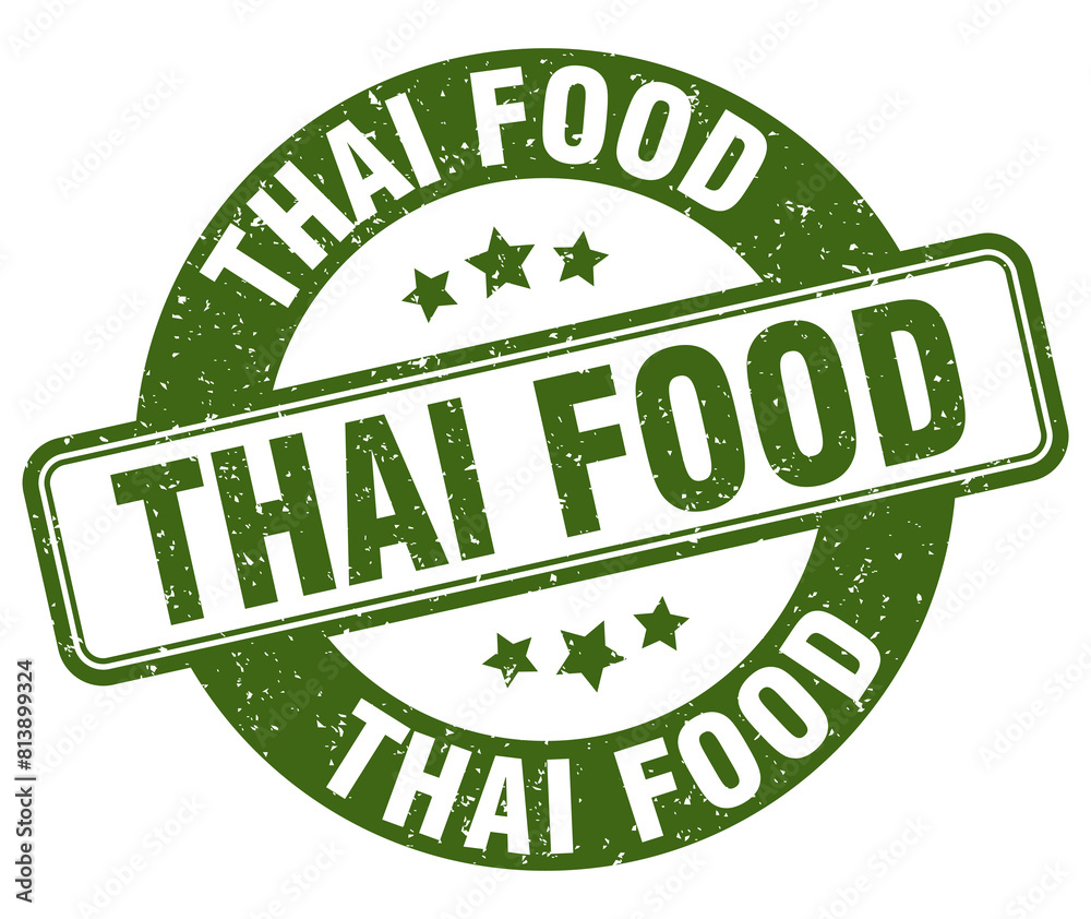 thai food stamp. thai food label. round grunge sign
