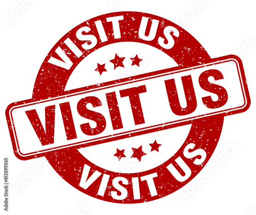 visit us stamp. visit us label. round grunge sign