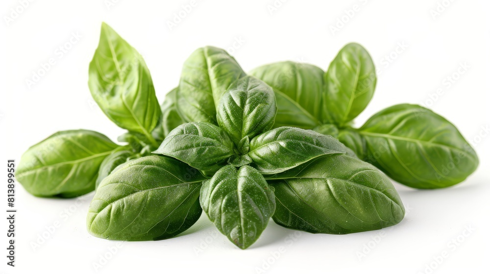 Fresh organic basil leaves. Isolated on white background. Fresh organic basil leaves. Isolated on white background.