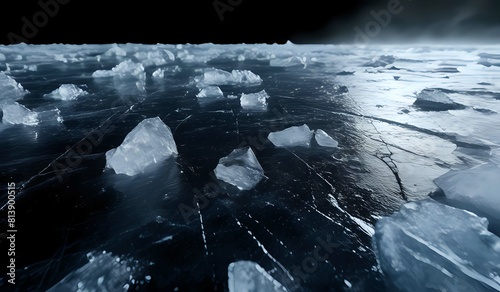 Abstract black ice background texture.  AI Generated.