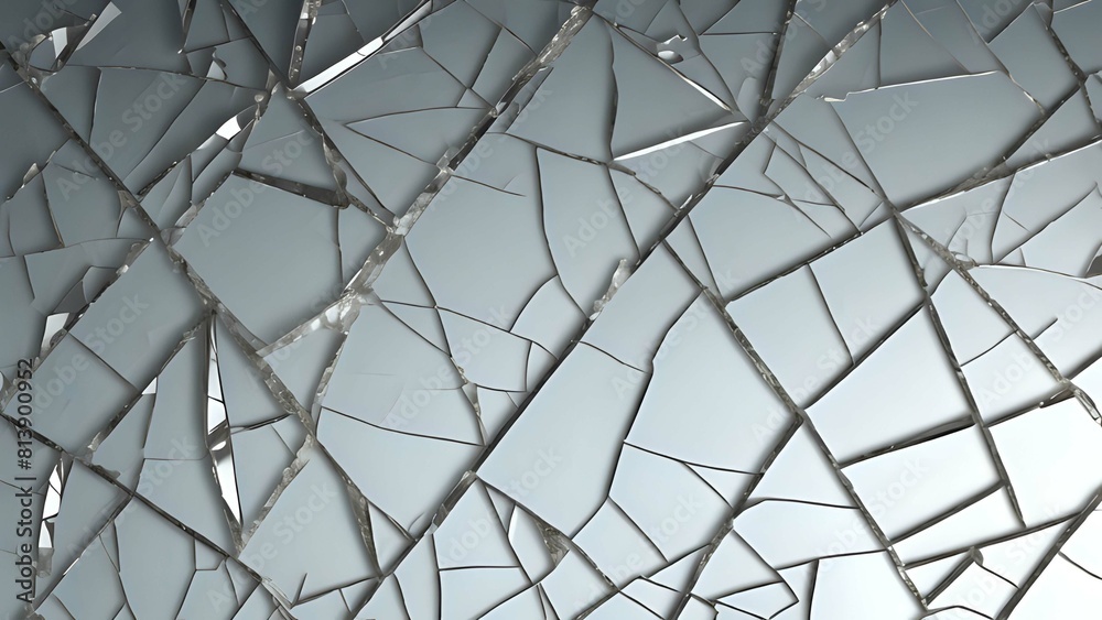 White broken and shattered glass background. Ai generated. White broken and shattered glass background. Ai generated.