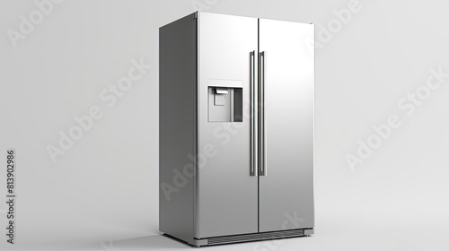 modern fridge isolated on light background