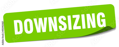 downsizing sticker. downsizing label photo