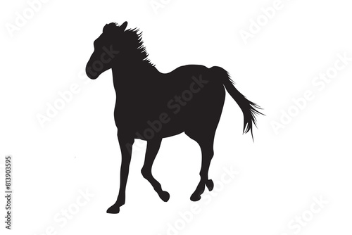 running horse silhouette on white background  isolated  vector