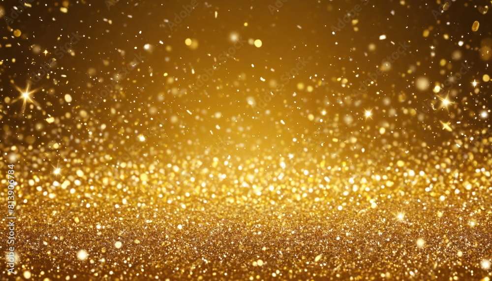 Golden Glitter Sparkle on a Dark Background With Bokeh Lights.Shimmering golden glitter on a dark surface, complemented by a soft bokeh effect of golden lights in the background Golden Glitter Sparkle on a Dark Background With Bokeh Lights.Shimmering golden glitter on a dark surface, complemented by a soft bokeh effect of golden lights in the background