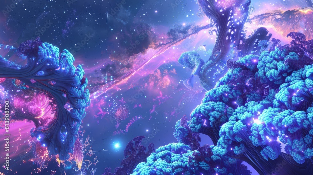 Cosmic flora stretch towards heavens background Cosmic flora stretch towards heavens background