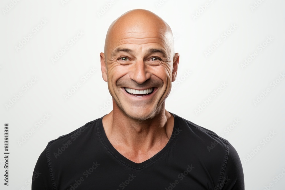 Portrait of a joyful man in his 40s smiling at the camera in white background Portrait of a joyful man in his 40s smiling at the camera in white background
