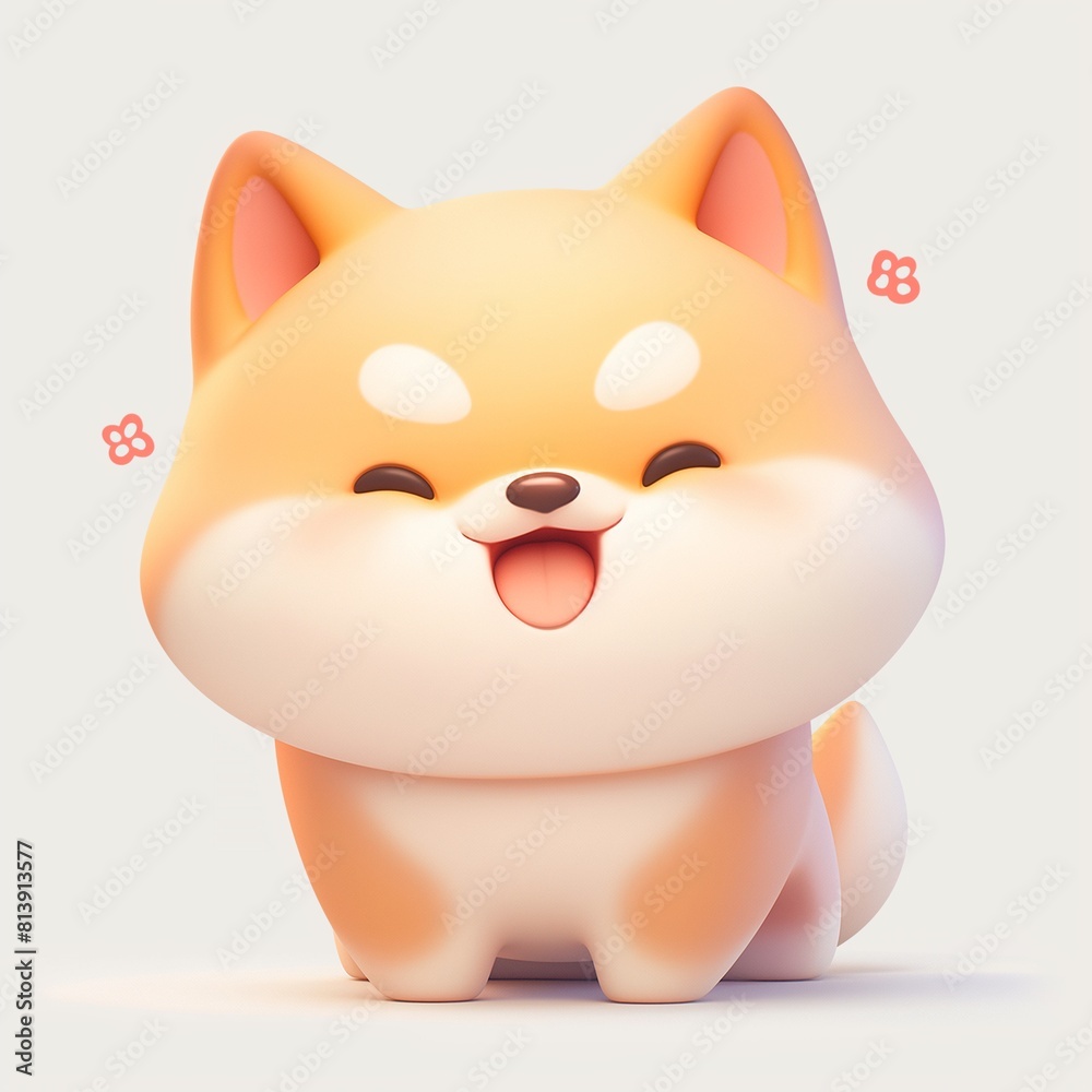 Happy Cartoon Shiba Inu with a Playful Expression Happy Cartoon Shiba Inu with a Playful Expression