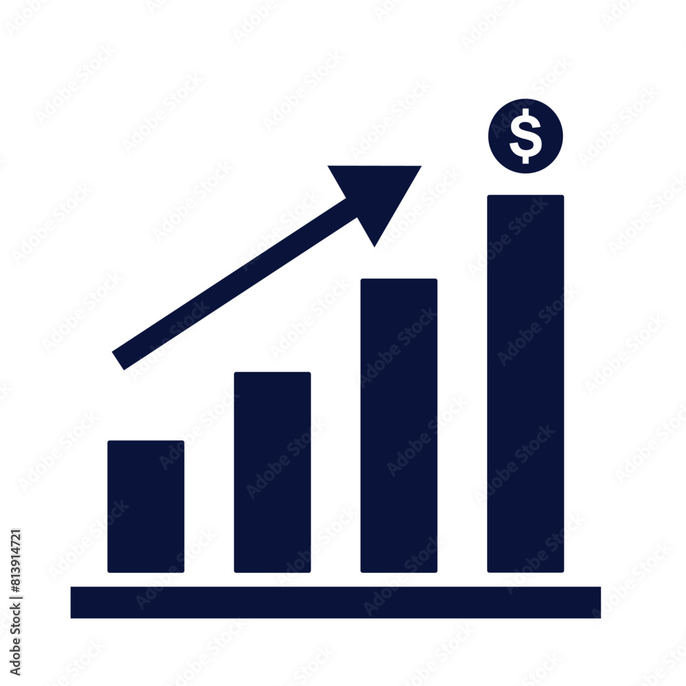 Small Ecomic Chart Icon blue chart icon on white background. Economic Chart vector icon ...