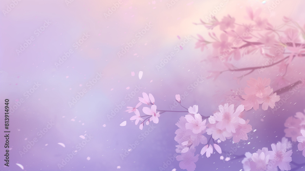 Cherry blossoms in a dreamy pink and purple haze.