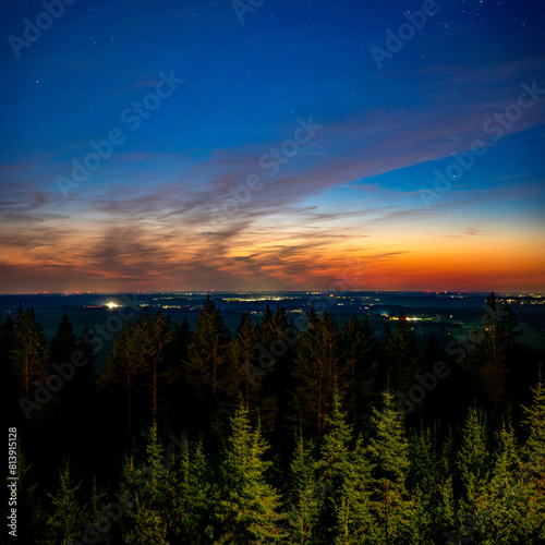 Evening sky, night sky, sunset, blue hour, Hohenpeissenberg, northern lights
