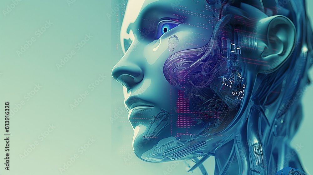 Futuristic Cyborg Profile with Advanced Technology Futuristic Cyborg Profile with Advanced Technology