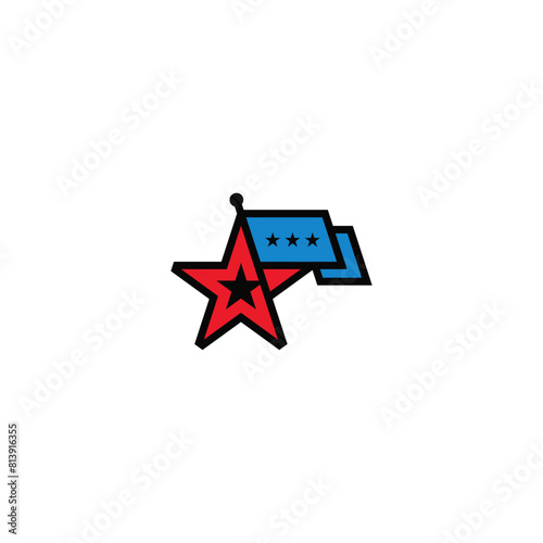 Flag American Star logo design.
