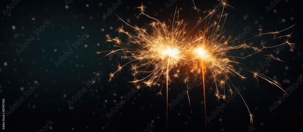 A sparkler illuminating on a black background creating a captivating copy space image A sparkler illuminating on a black background creating a captivating copy space image