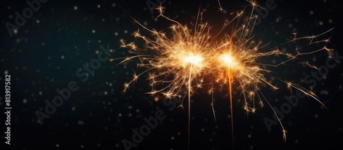 A sparkler illuminating on a black background creating a captivating copy space image