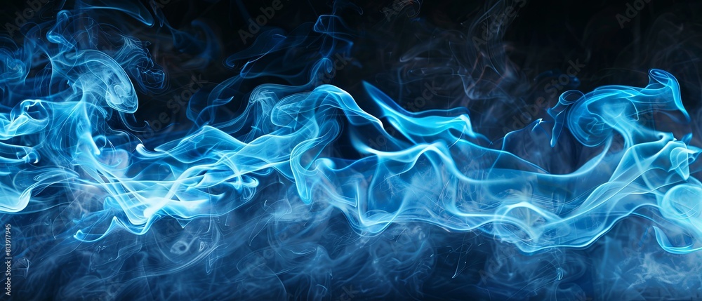 Blue smoke on a black background
