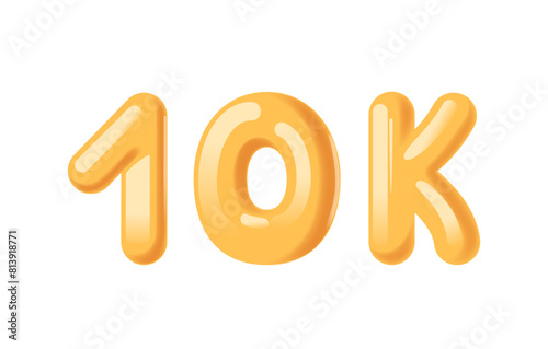 Number 10k In A Glossy Yellow 3d Style, Ideal For Visuals Related To Milestones, Achievements, And Celebrations