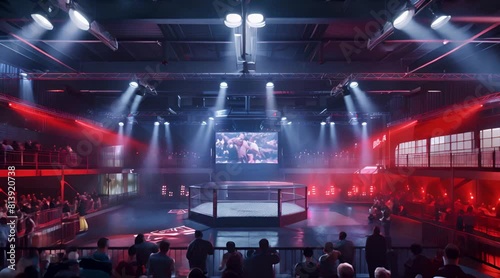 Dynamic Ring Arena Hosts Thrilling Boxing Fights and MMA Championship Competitions, Creating an Adrenaline-Pumping Environment for Intense Combat Showcases	
 photo