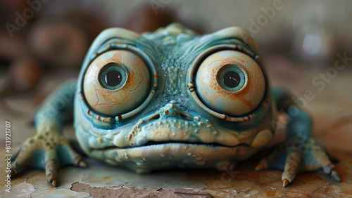 Cute Monster with Big Eyes, Detailed Texture, and Warm Background 8K Wallpaper High-resolution