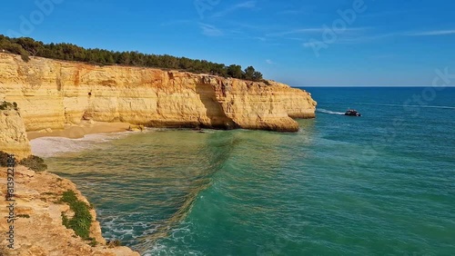 Portuguese coast in Benagil, Algarve, Portugal. Percurso dos Sete Vales Suspensos. Seven Hangging Valleys Trail. photo