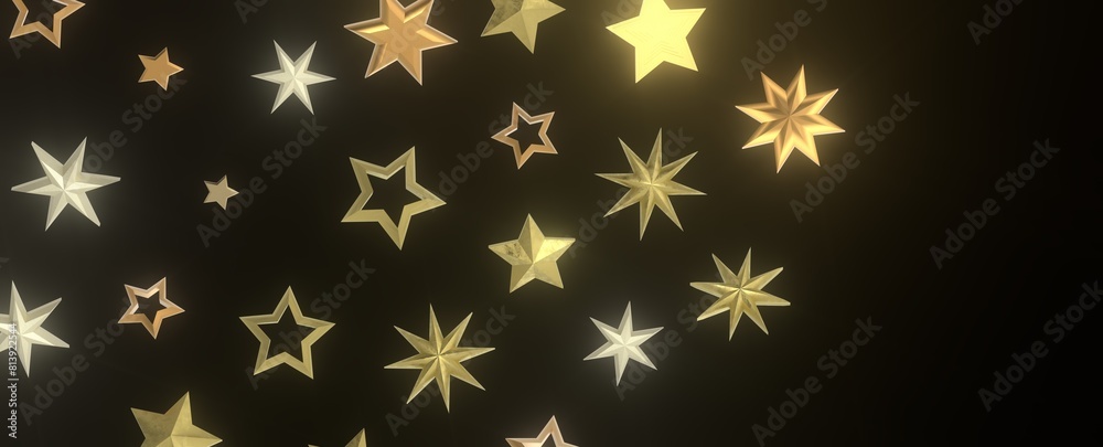 Shimmering Starry Christmas: Spectacular 3D Illustration Showcasing Falling Holiday Stars Shimmering Starry Christmas: Spectacular 3D Illustration Showcasing Falling Holiday Stars