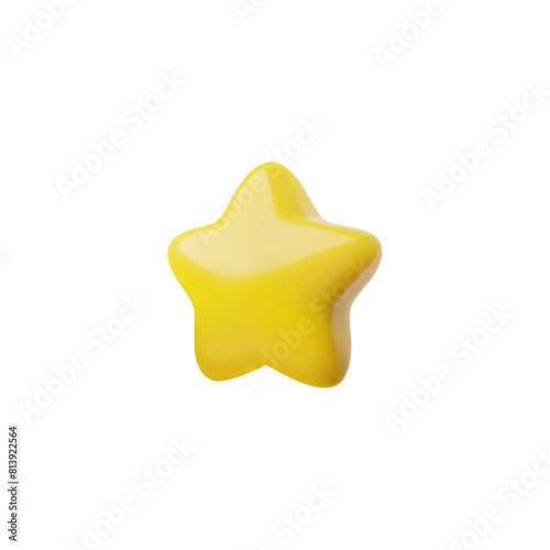 Yellow star realistic 3d isometric vector icon  golden volumetric rating star  achievement ui app  best quality award