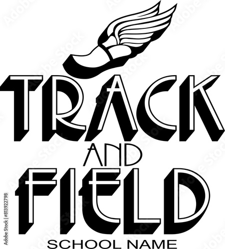 track and field team design with wings for school, college or league sports