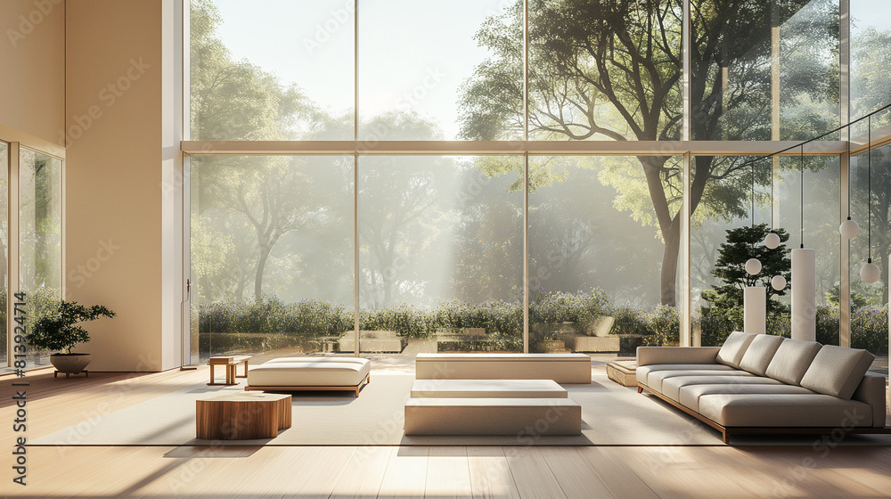 minimalism living room with floor to ceiling windows minimalism living room with floor to ceiling windows