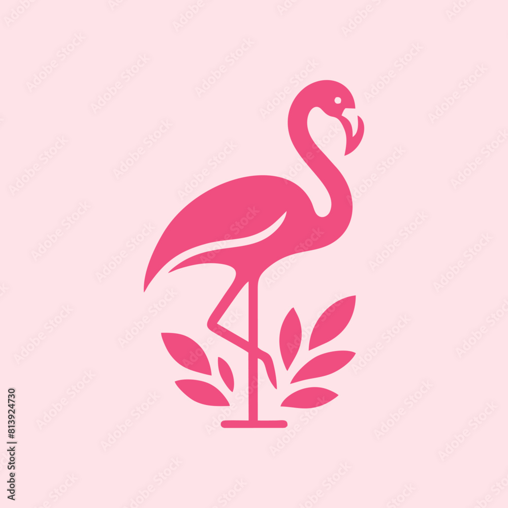 Fototapeta premium flamingo bird logo vector design, vector flamingo bird illustration, beautiful and elegant flamingo bird design