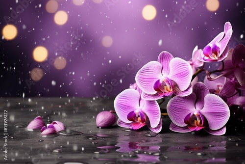 Exotic Spa orchids stones. Flower nature. Generate Ai