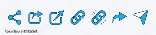 Set of link button icon. Containing share, web, webpage, website, network, url for media social or cyberspace. Vector illustration