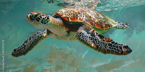 sea turtle swimming in the water