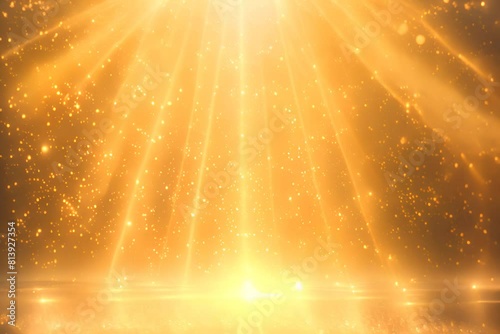 A glowing golden light shines down from above, illuminating an empty space