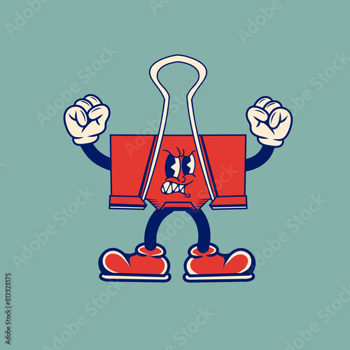 Retro character design from clip paper